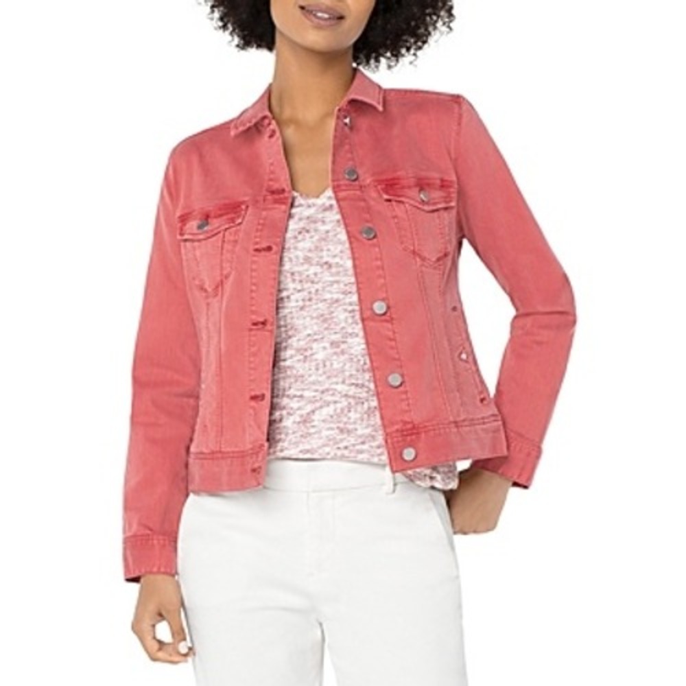 Liverpool Jacket Womens Medium Rosebud Pink Denim Trucker Jean Coat